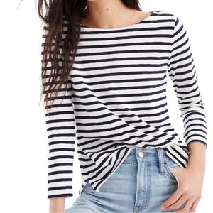 J CREW NAVY WHITE STRIPE BOAT NECK t-shirt S cotton